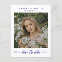 Purple Script Sweet 16 Photo Enregistrer la date