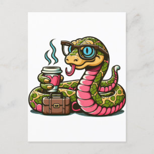 Carte Postale Faire-part Python boit du café