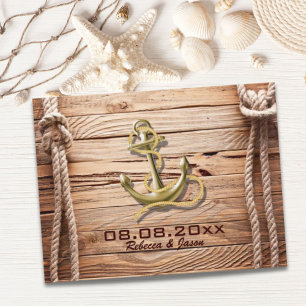 Carte Postale Faire-part quai bateau quai bois ancre nautique enregistrer l
