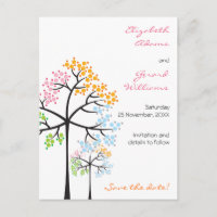 Quatre Saisons Arbres Bois Mariage Sauvez La Date