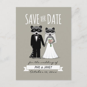 Carte Postale Faire-part Raccoons mariage Enregistrer la date