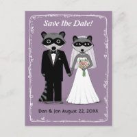 Raccoons mariage Enregistrer la date violet