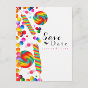 Carte Postale Faire-part Rainbow Candy Sweet Anniversaire de fête Enregistr