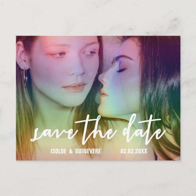Carte Postale Faire-part Rainbow Custom Photo Gay/Lesbian Enregistrer la da (Devant)