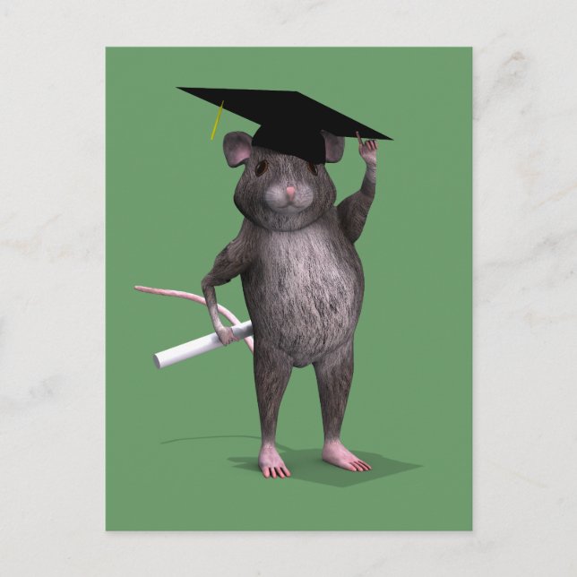 Carte Postale Faire-part Rat de graduation intelligent (Devant)