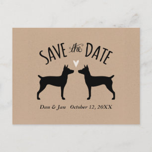 Carte Postale Faire-part Rat Terrier Silhouettes Mariage Enregistrer la dat