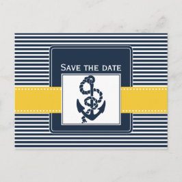 Carte Postale Faire-part rayures de la marine, ancre, faire part de date na