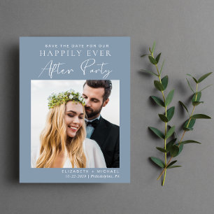 Carte Postale Faire-part Réception de mariage après la cérémonie Bleu Pouss