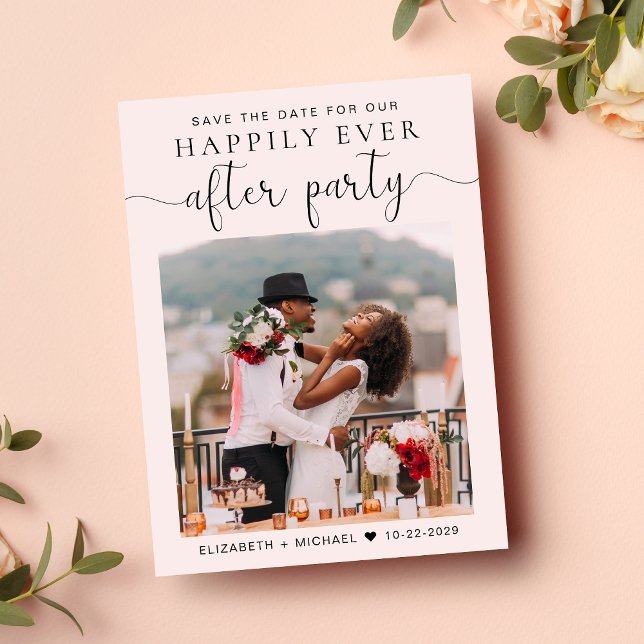 Carte Postale Faire-part Réception de mariage Photo QR Code rose Enregistre (A stylish save the date announcement for a reception to celebrate your elopement or private wedding)