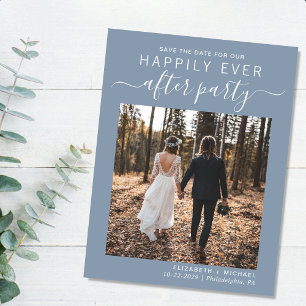 Carte Postale Faire-part Réception Mariage Photo Dusty Blue Enregistrer La 