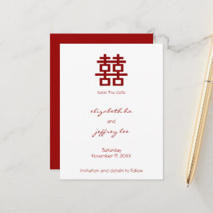 Carte Postale Faire-part Red Double Bonheur Mariage Chinois Enregistrer La
