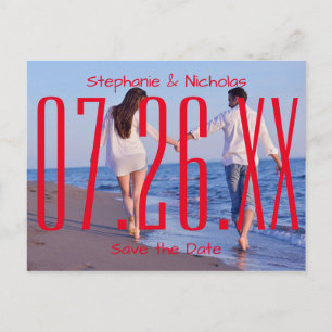 Carte Postale Faire-part Red Empire Date & Photo - Enregistrer la date Cart