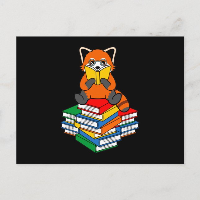 Carte Postale Faire-part Red Panda Lecture Books Animaux Animaux Pandas Lov (Devant)