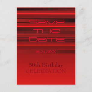Carte Postale Faire-part Red Stripes 50th Birthday Enregistrer la date Cart