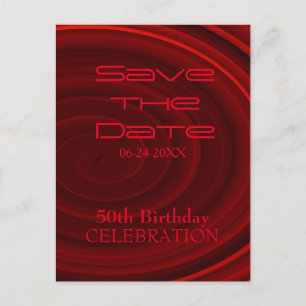 Carte Postale Faire-part Red Vortex 50th Birthday Enregistrer la date