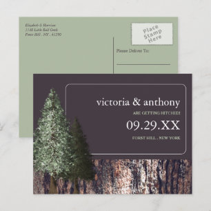 Carte Postale Faire-part Redwoods & Bark, Mariage rustique Enregistrer la d