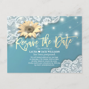 Carte Postale Faire-part Réenregistrez les tournesols Date Mariage Postpone