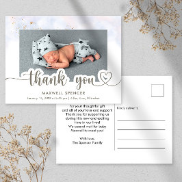 Carte Postale Faire part Remerciement Photo Garçon Calligraphie 