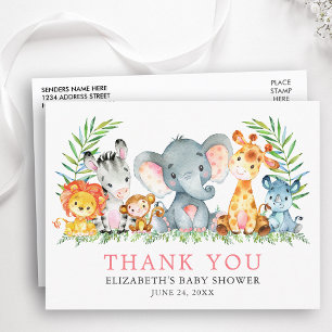 Carte Postale Faire-part Remerciement pour Baby Shower Aquarelle