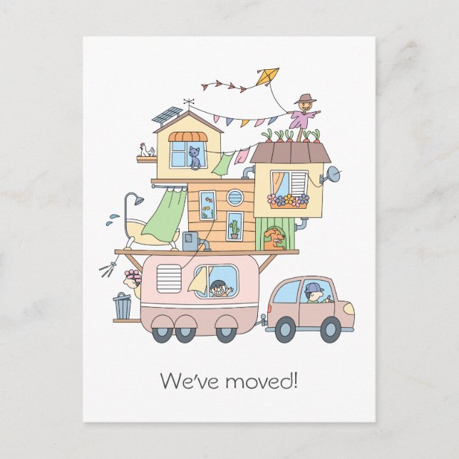 Carte Postale Faire-part Remorque de camping familiale On the Road - Nouvel (Devant)