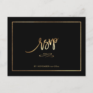 Carte Postale Faire-part Réponse RSVP Or Faux Élégant avec REPAS