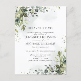 Carte Postale Faire-part Report de date de mariage aquarelle eucalyptus