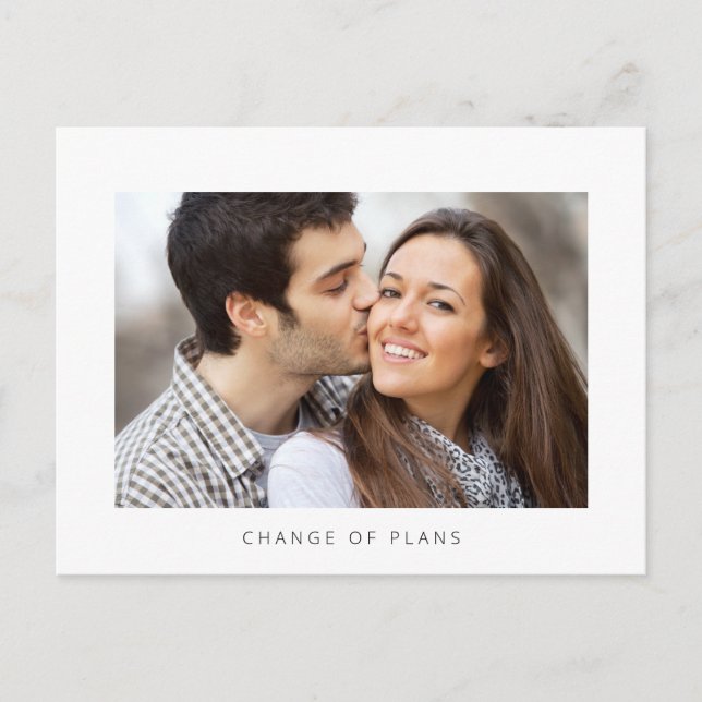 Carte Postale Faire-part Report de date de mariage Changement de date simpl (Devant)