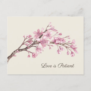 Carte Postale Faire-part Report de mariage élégant aux fleurs de cerisier r
