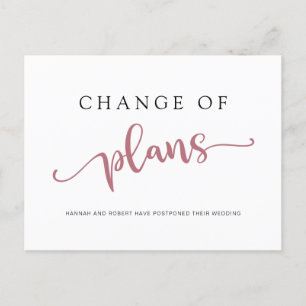 Carte Postale Faire-part Report mariage Changement de régime Rose Noir
