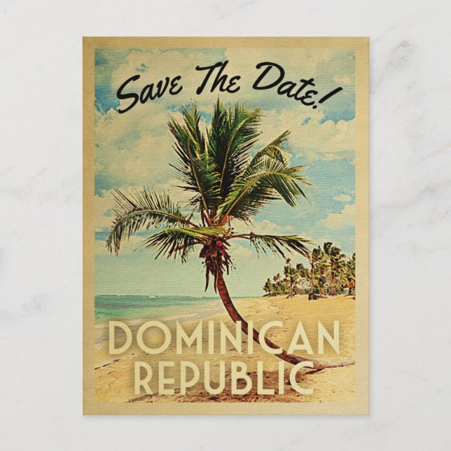 Carte Postale Faire-part République Dominicaine Sauvez La Date Beach Palm T (Devant)