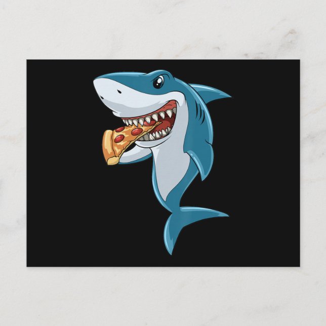 Carte Postale Faire-part Requin Mangeant Pizza Amoureux de Requin Amoureux  (Devant)