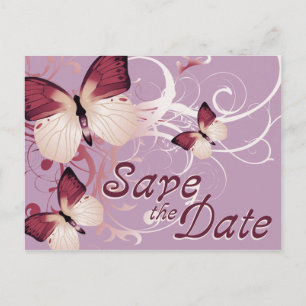 Carte Postale Faire-part réservez la date: papillons :