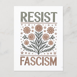 Carte Postale Faire-part Résister au Fascisme Floral Transgenre LGBTQ Anti-