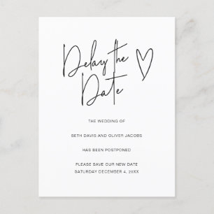 Carte Postale Faire-part Retarder la date Changement de plan Simple Invitat