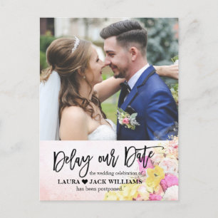 Carte Postale Faire-part Retarder notre date Elegant Mariage Postponement p