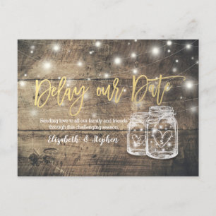 Carte Postale Faire-part Retarder notre Date Mariage Postponement Mason Jar