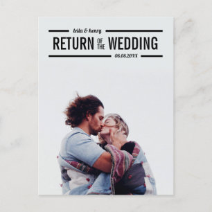 Carte Postale Faire-part Retour de la photo du Mariage reportée par le Mari