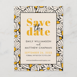 Carte Postale Faire-part Retro Floral Enregistrer la date mariage faire-par