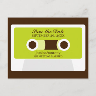 Carte Postale Faire-part Rétro Mariage Mixtape Enregistrer la date
