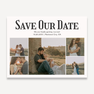Carte Postale Faire-part Retro Photo White Wedding Save The Date