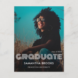 Carte Postale Faire-part Retro Typographie Photo Graduation