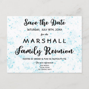 Carte Postale Faire-part Retrouvailles de famille de peinture bleue Enregis