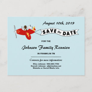 Carte Postale Faire-part Retrouvailles de la famille Sky Banner de l'avion 