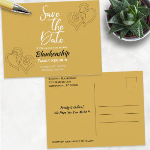 Carte Postale Faire-part Réunion de famille Sauvegarder la date Liens cœurs