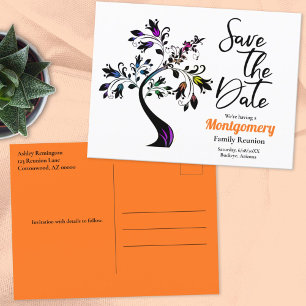 Carte Postale Faire-part Réunion Familiale Enregistrer La Date Arbre Coloré