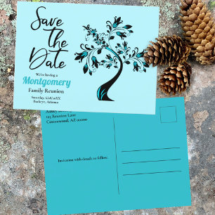 Carte Postale Faire-part Réunion Familiale Enregistrer La Date Arbre Turquo