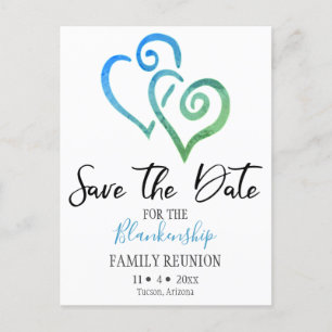 Carte Postale Faire-part Réunion Familiale Enregistrer La Date Blue Green H