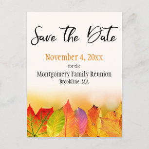 Carte Postale Faire-part Réunion Familiale Enregistrer La Date Bordure Feui