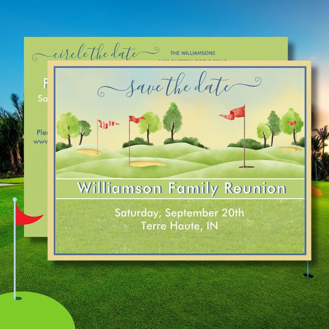 Carte Postale Faire-part Réunion familiale Enregistrer la date Golf Club QR (Créateur téléchargé)