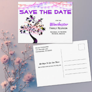 Carte Postale Faire-part Réunion Familiale Enregistrer La Date Purple Light